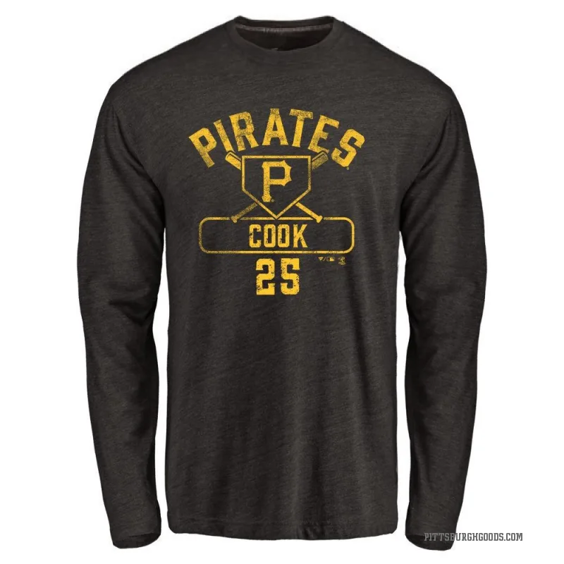 Billy Cook Men's Black Pittsburgh Pirates Base Runner Long Sleeve T-Shirt -