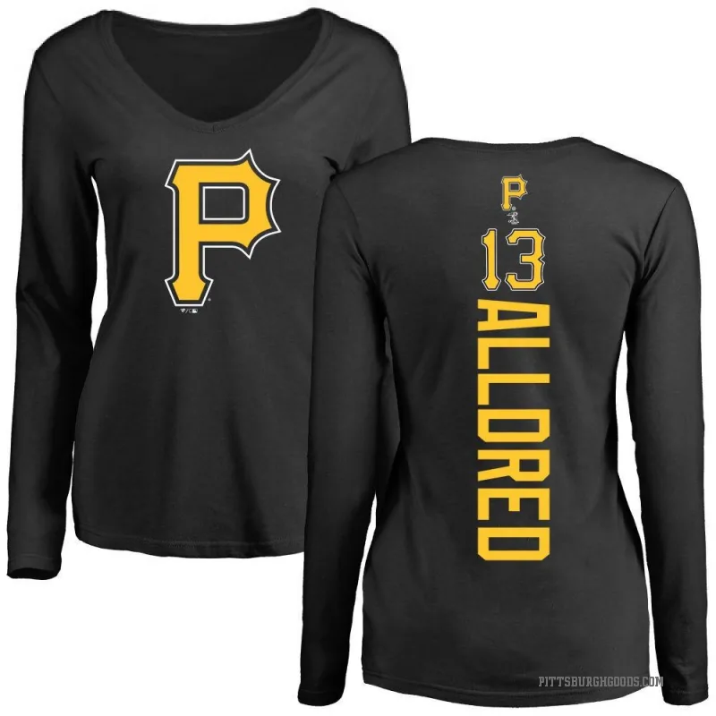 Cameron Alldred Women's Black Pittsburgh Pirates Backer Slim Fit Long Sleeve T-Shirt -