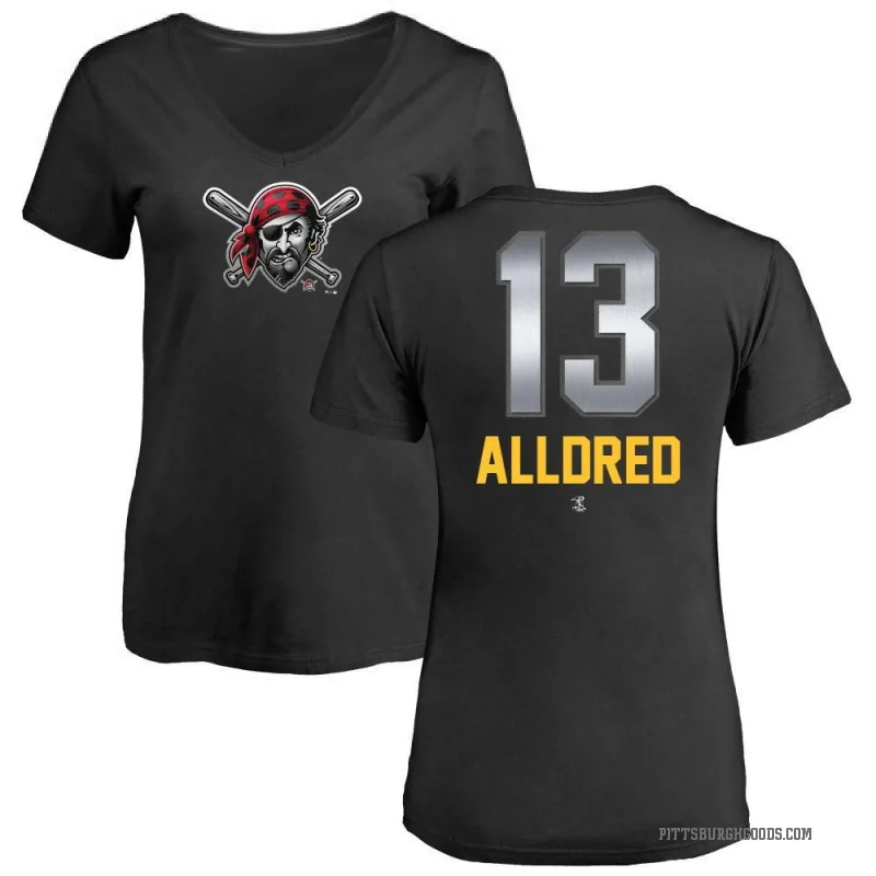 Cameron Alldred Women's Black Pittsburgh Pirates Midnight Mascot V-Neck T-Shirt -