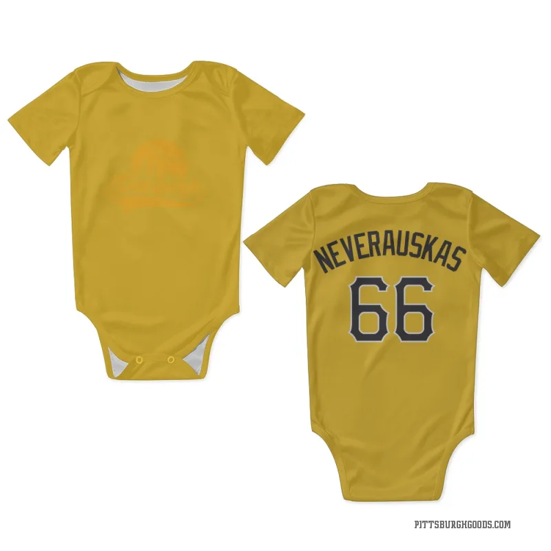 Dovydas Neverauskas  Gold Pittsburgh Pirates  Newborn & Infant Bodysuit
