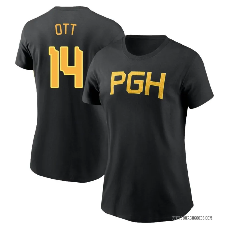 Ed Ott Women's Black Pittsburgh Pirates 2023 City Connect Wordmark T-Shirt