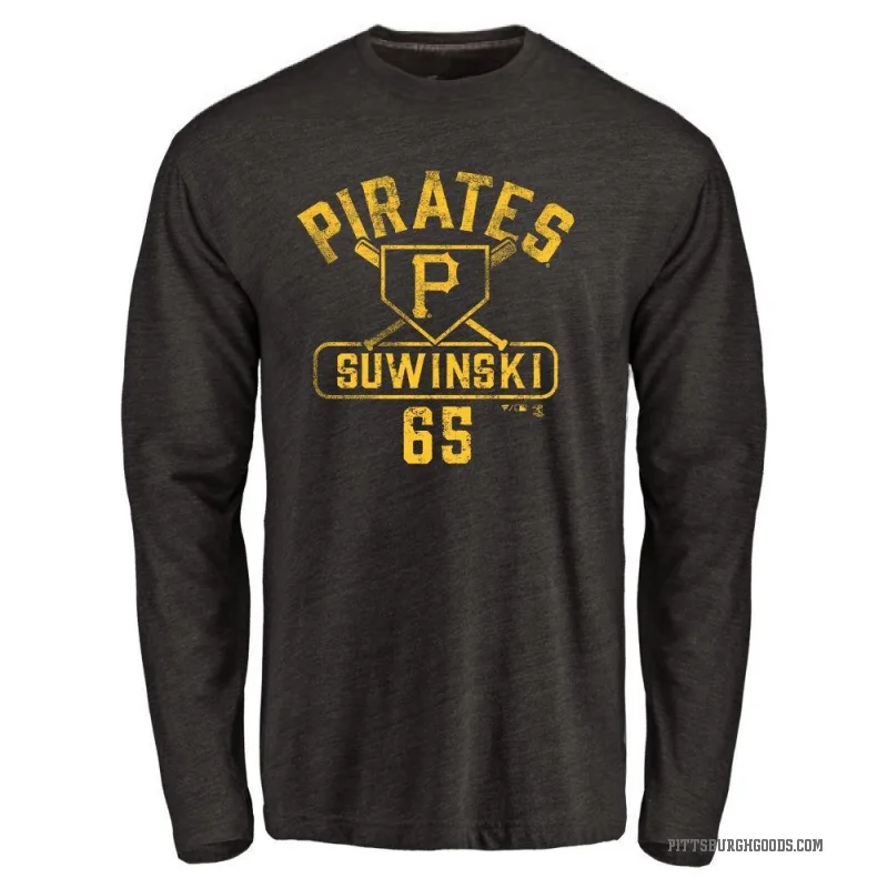 Jack Suwinski Men's Black Pittsburgh Pirates Base Runner Long Sleeve T-Shirt -