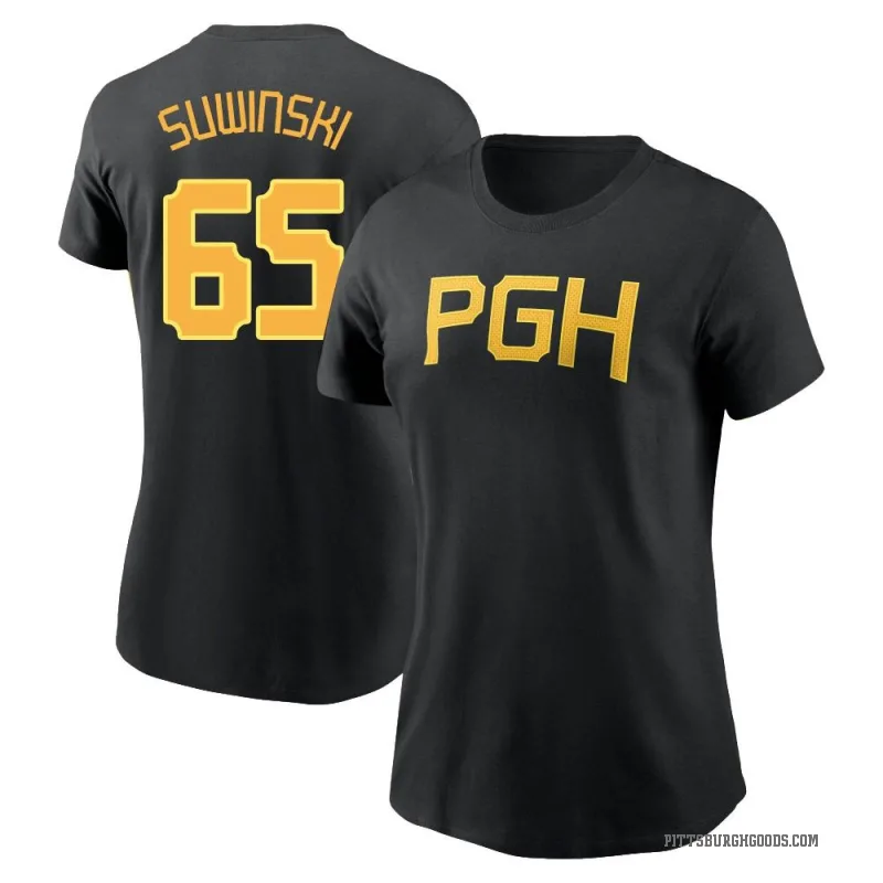 Jack Suwinski Women's Black Pittsburgh Pirates 2023 City Connect Wordmark T-Shirt
