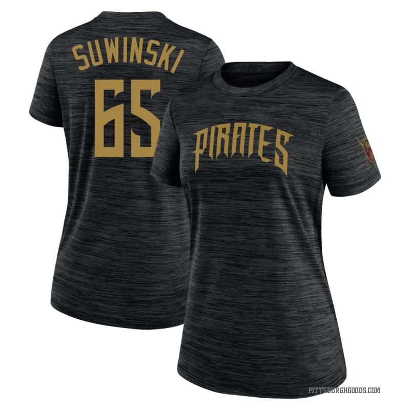 Jack Suwinski Women's Black Pittsburgh Pirates 2026 City Connect Game Day Velocity T-Shirt