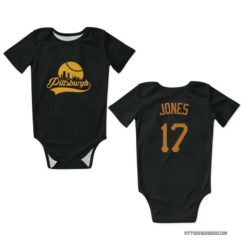 Jared Jones  Gold Pittsburgh Pirates   Black  Newborn & Infant Bodysuit