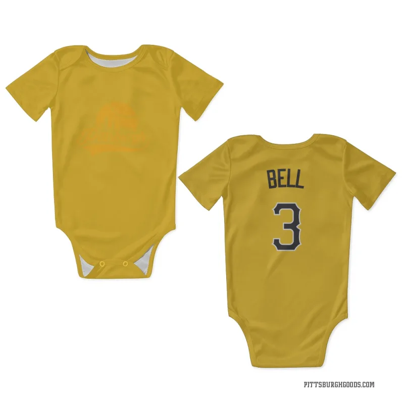 Jay Bell  Gold Pittsburgh Pirates  Newborn & Infant Bodysuit