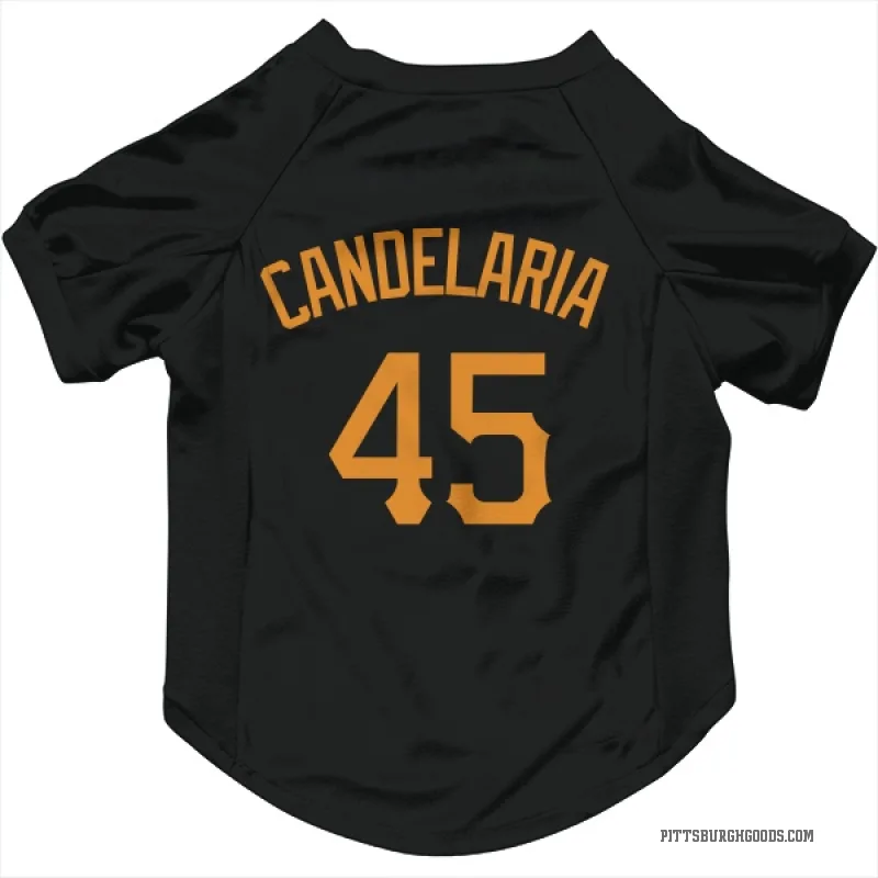 John Candelaria  Gold Pittsburgh Pirates   Black  Cat & Dog Pet Jersey