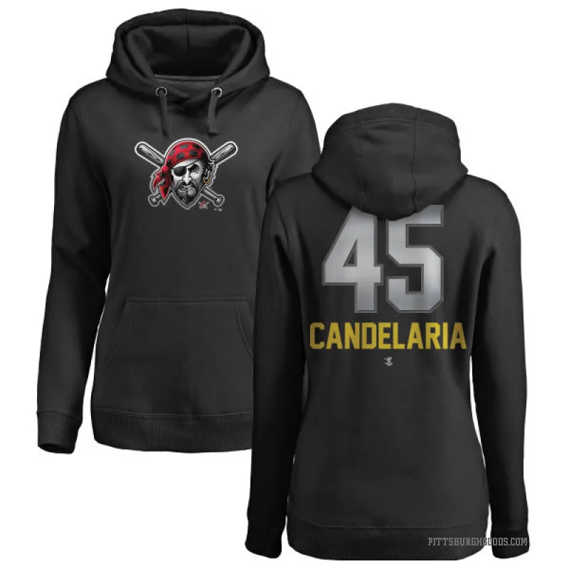 John Candelaria Women's Black Pittsburgh Pirates Branded Midnight Mascot Pullover Hoodie -