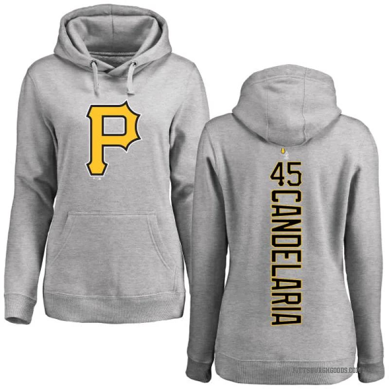 John Candelaria Women's Pittsburgh Pirates Ash Backer Pullover Hoodie