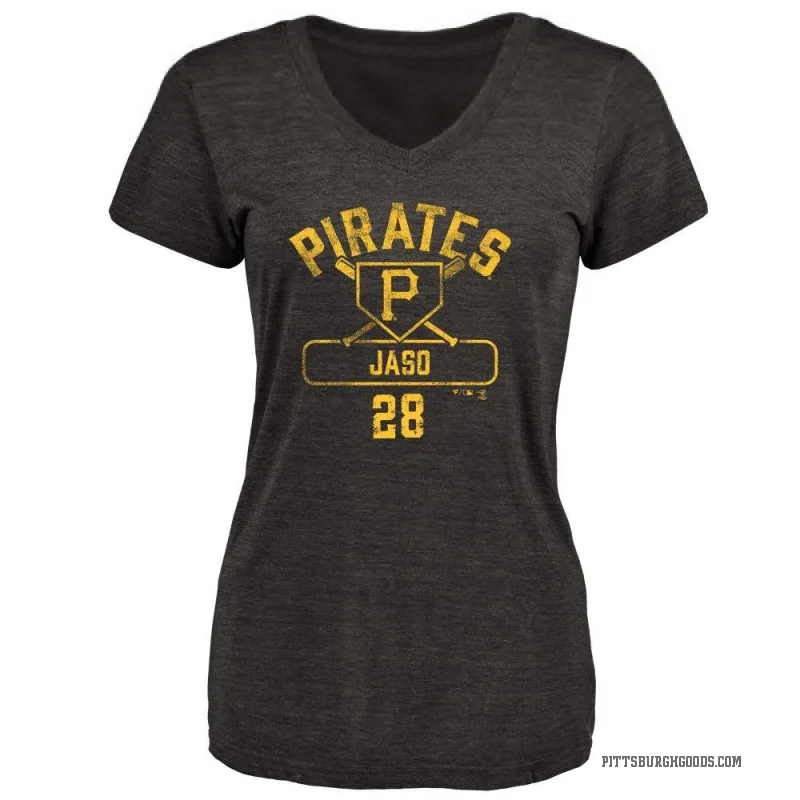 John Jaso Women's Black Pittsburgh Pirates Base Runner T-Shirt -