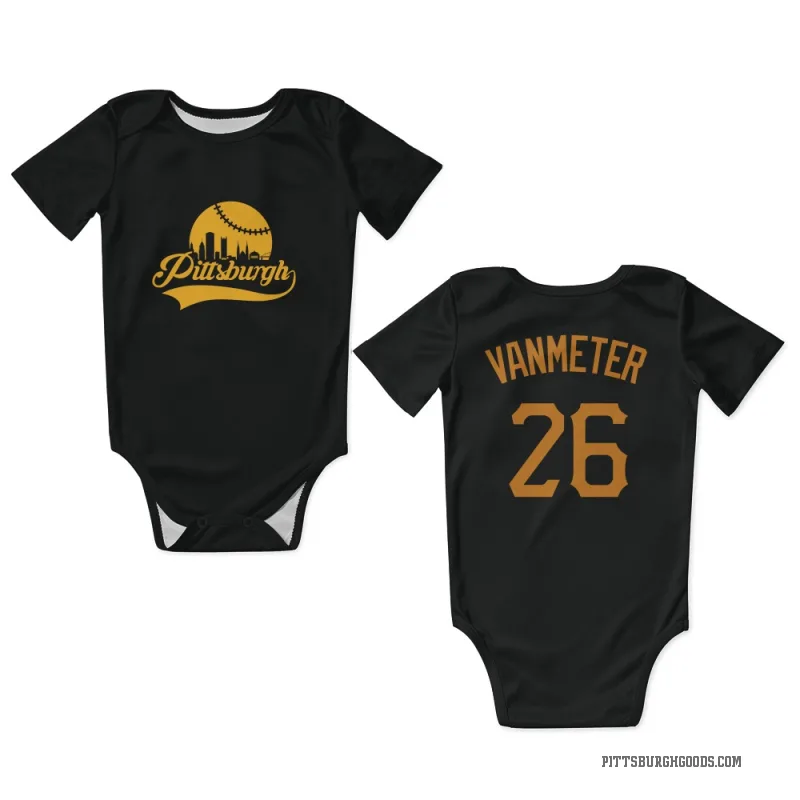 Josh VanMeter  Gold Pittsburgh Pirates   Black  Newborn & Infant Bodysuit
