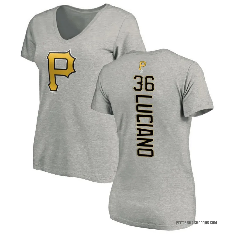 Marco Luciano Women's Ash Pittsburgh Pirates Backer Slim Fit T-Shirt -