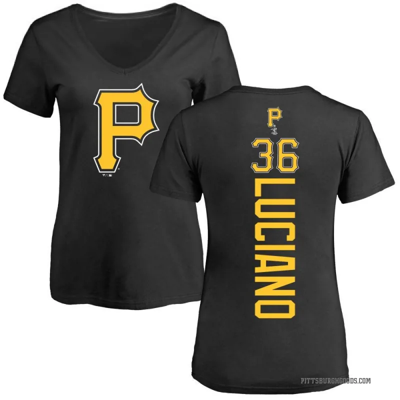 Marco Luciano Women's Black Pittsburgh Pirates Backer Slim Fit T-Shirt -