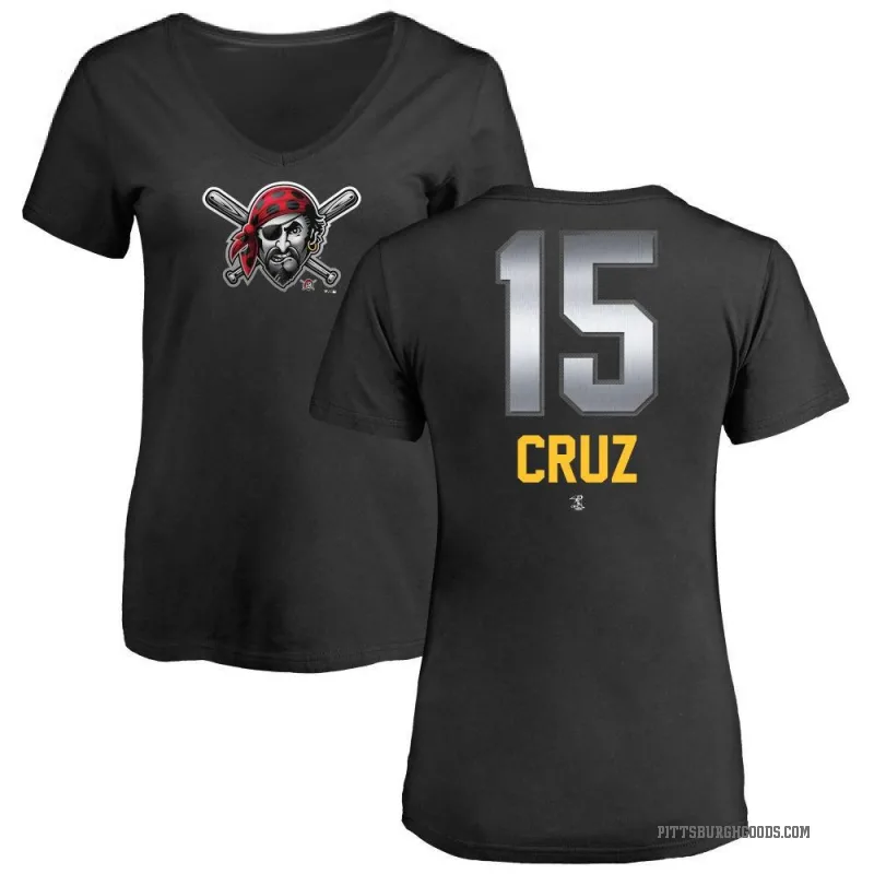 Oneil Cruz Women's Black Pittsburgh Pirates Midnight Mascot V-Neck T-Shirt -