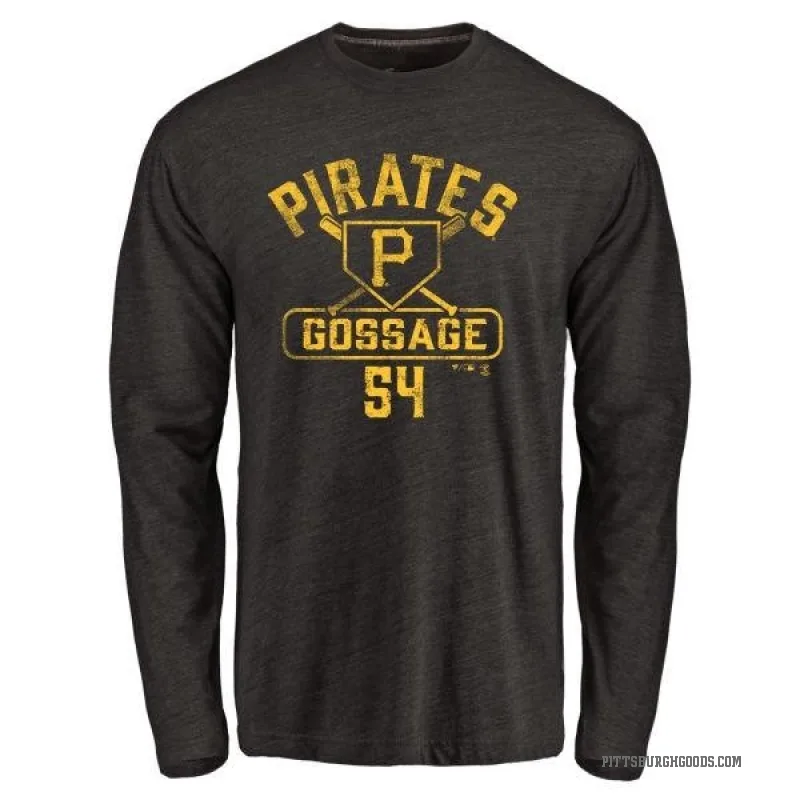 Rich Gossage Men's Black Pittsburgh Pirates Base Runner Long Sleeve T-Shirt -
