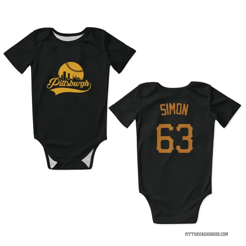 Ronny Simon  Gold Pittsburgh Pirates   Black  Newborn & Infant Bodysuit