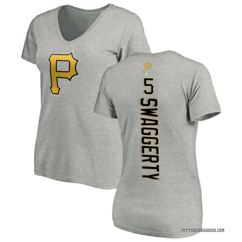 Travis Swaggerty Women's Ash Pittsburgh Pirates Backer Slim Fit T-Shirt -