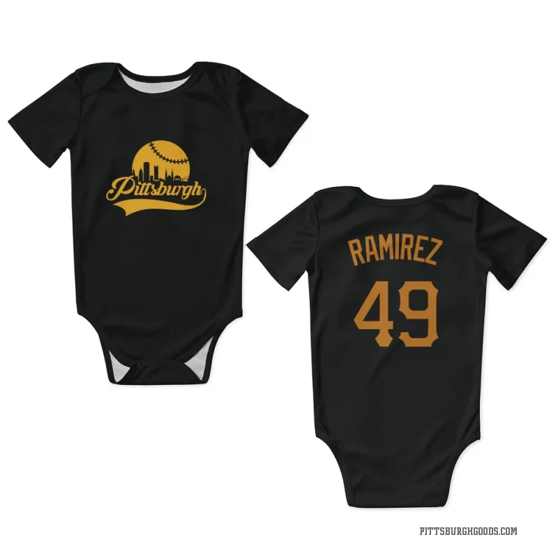 Yohan Ramirez  Gold Pittsburgh Pirates   Black  Newborn & Infant Bodysuit